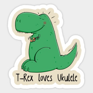 Cute T-Rex loves Ukulele Sticker